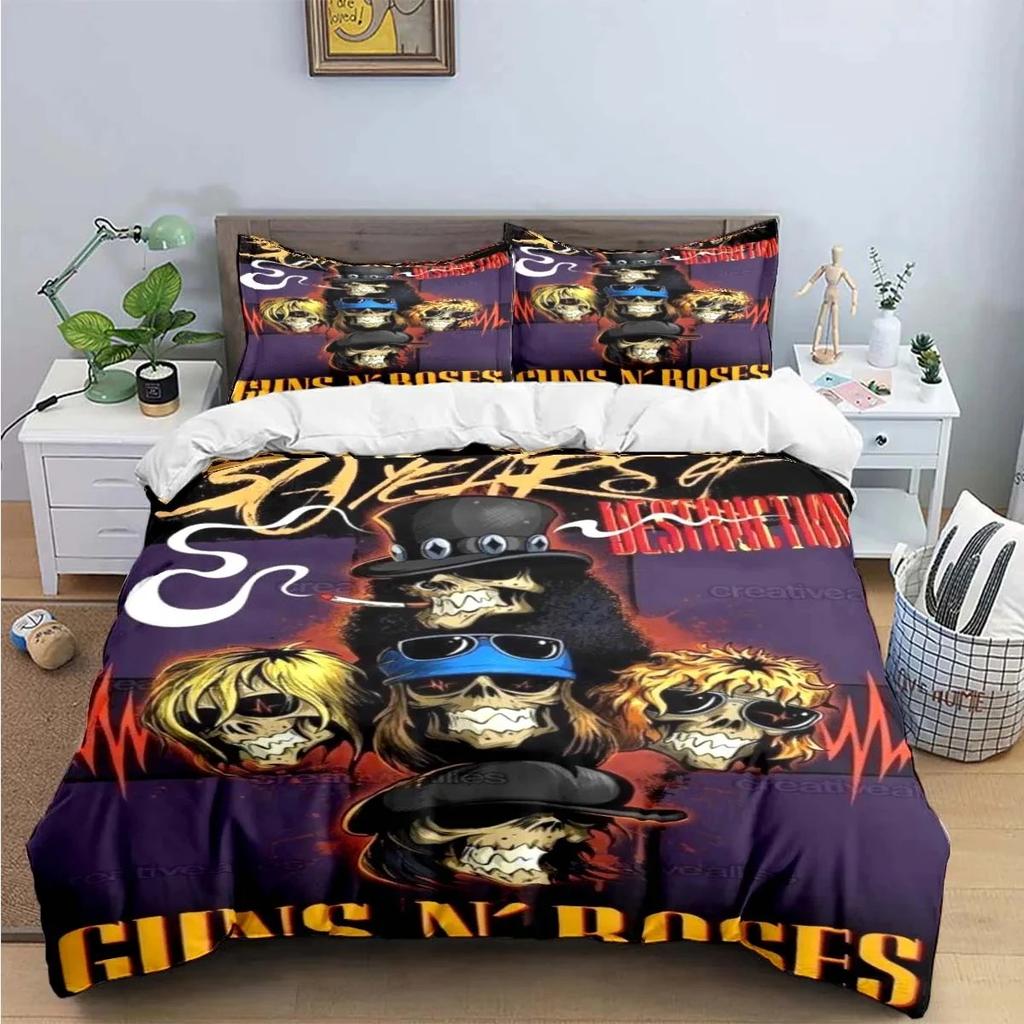 3D Принт Guns N Roses GNR Группа Ретро Постельное Белье Мальчики Девочки Полуторный Двуспальный Королевский Размер Пододеяльник Наволочка Кровать Мальчики Взрослый