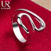 Изогнутое гладкое кольцо из стерлингового серебра 925 пробы, модные свадебные украшения