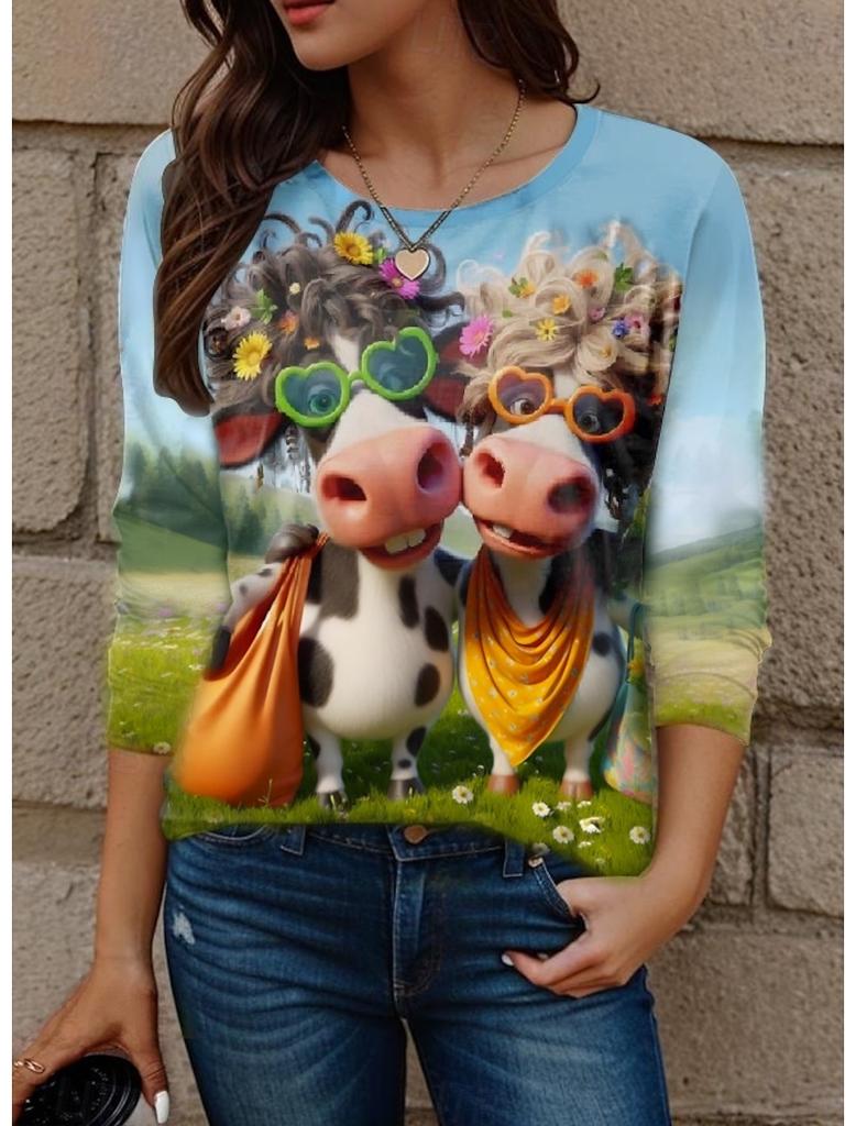 Модная 3D-печать с забавным рисунком кота, футболка с длинным рукавом и круглым вырезом, женская одежда, повседневная одежда, женская одежда в стиле Харадзюку, пуловер