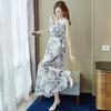 YYFS Женская мода лето-весна с цветочным узором и принтом без рукавов с v-образным вырезом и высокой талией повседневные платья