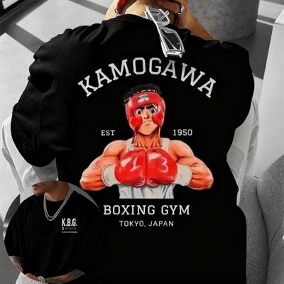 Летнее аниме 2025 Hajime No Ippo Боксерский зал Камогавы 100% Хлопок Футболка Мужская Макуноuchi Такамура KGB Одежда Уличная одежда