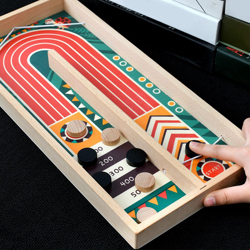 Kids Wooden Table Hockey Game Interactive Educational Endless Fun Fast Sling Desktop Game