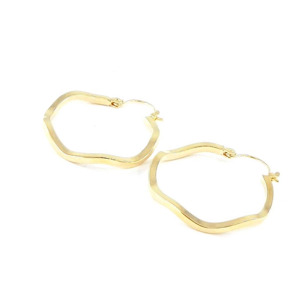 Les Trésors De Lily [E1080] — Позолоченные серьги-кольца «Рябь» — 30 мм 2 мм