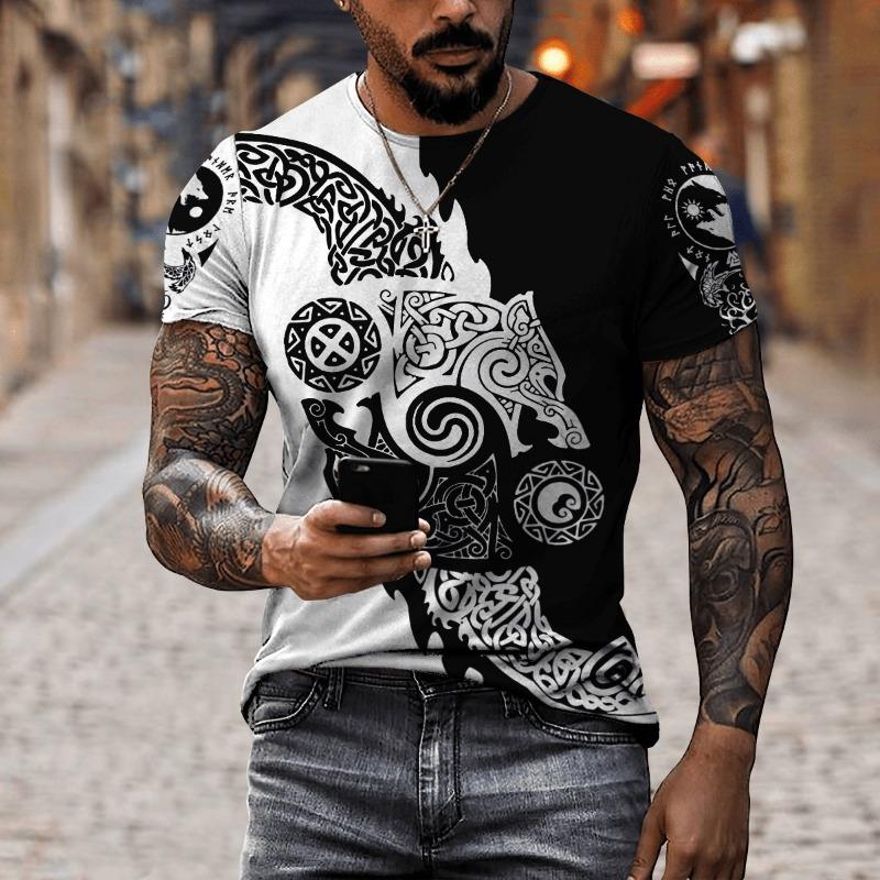 Bear 3D Digital Printed Men's T-shirt Summer Round Neck Short Sleeved Men's T-shirt