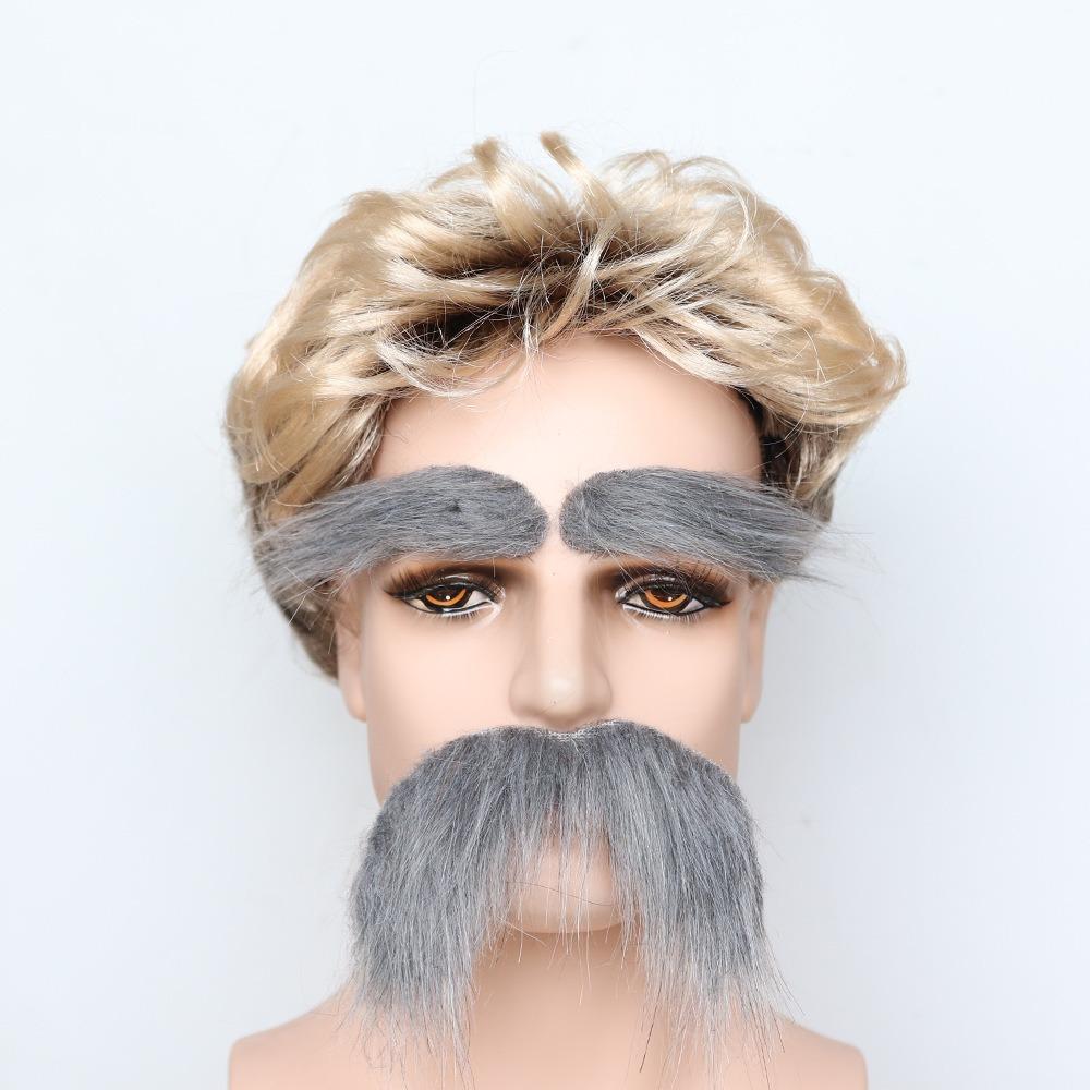 Self-Adhesive Fake Beard Set Hairy Facial Hair Props Novelty Eyebrow Mustache Set Christmas Party