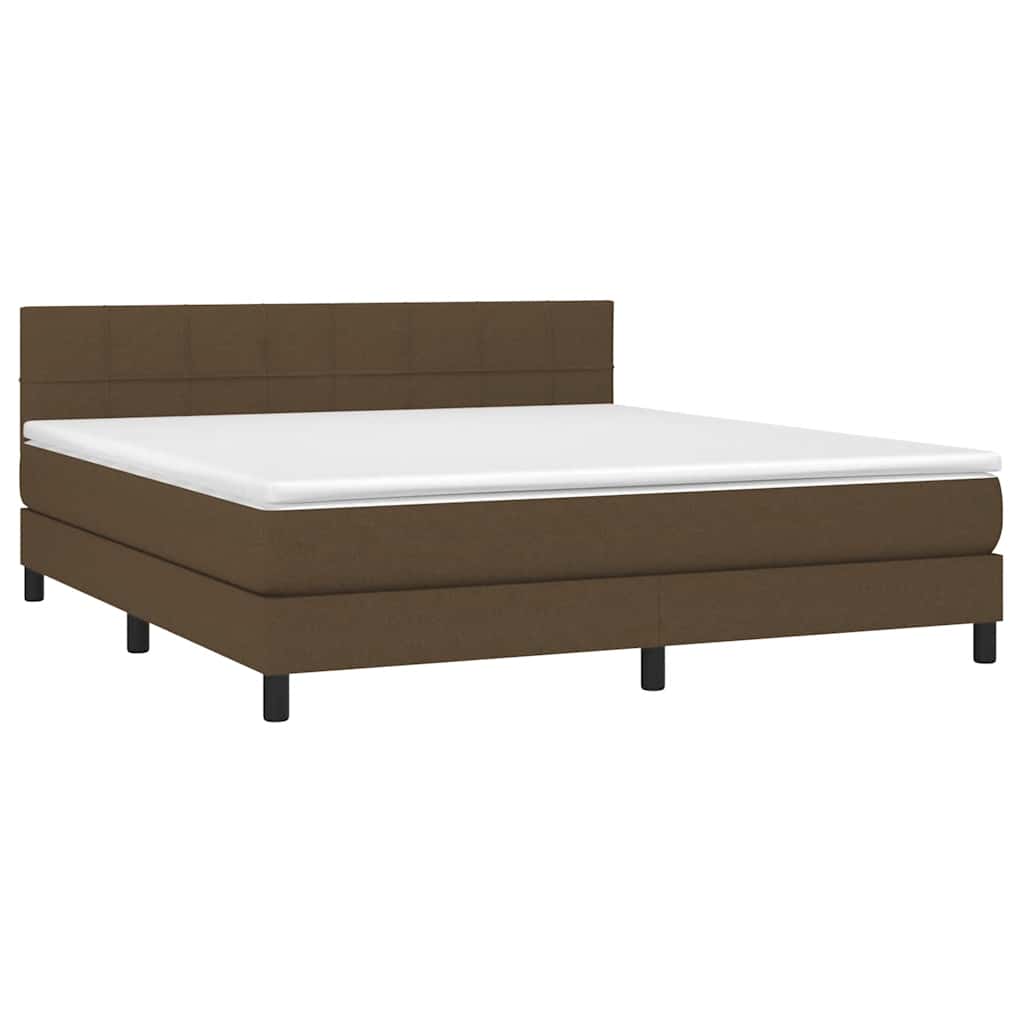 Box Spring Bed with Mattress Dark Brown 160x200 cm Fabric