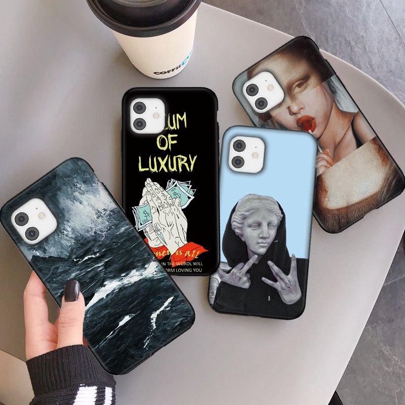 Классический чехол для телефона с масляной краской для iPhone 12 11 13 Pro Max X XR XS Max 12 13 Mini 7 8 Plus SE 2020, противоударный силиконовый чехол