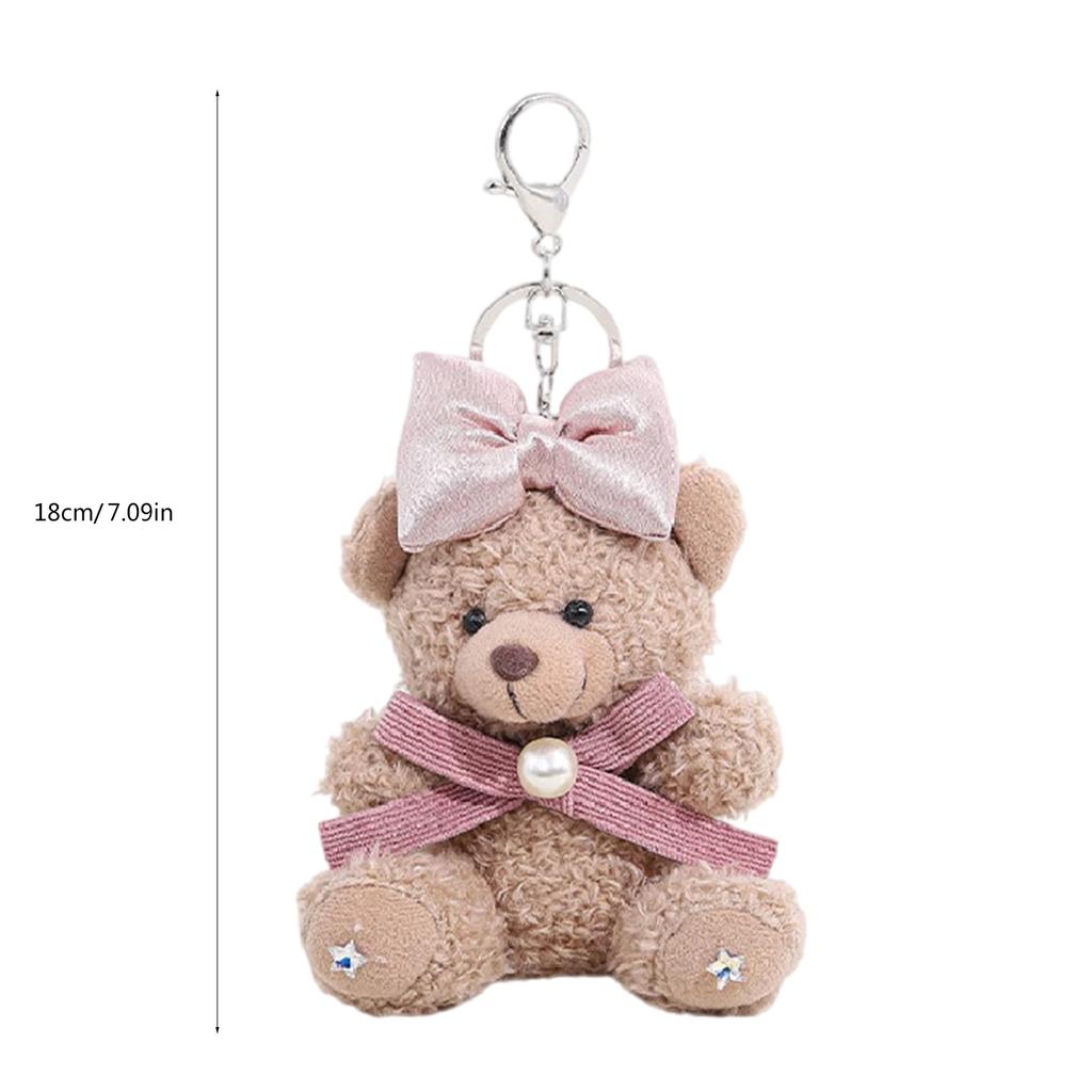Fashion Bowknot Bear Charm Keychains Lovely Ornament Women Car Keyring Backpack Handbag Charm Pendant Keys Holder
