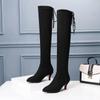 Elegant Heeled Women's Long Boots Pointed Toe Heels Fashion 2024 Ladies Knee High Shaft Shoes Large Size Warm Winter Novelty Pu