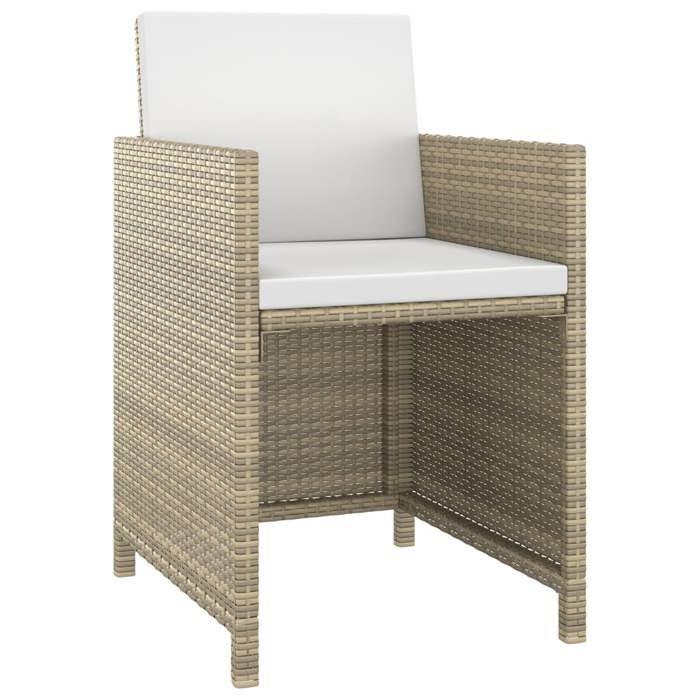 Ensemble de jardin - MAISON EXCLUSIVE - 3 pièces - Rotin synthétique beige - Table acacia massif - Coussins inclus