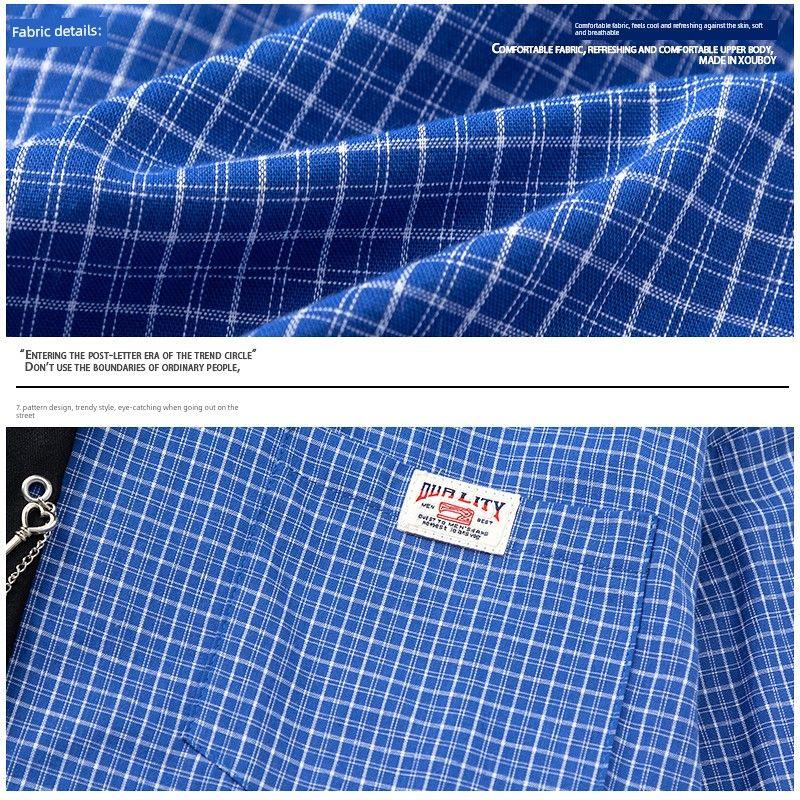 51 Hip-Hop Trendy Brand College Style Tie Plaid Shirt for Men and Women American Style Color-Blocking Vintage Versatile Couple Long-Sleeve Shirt