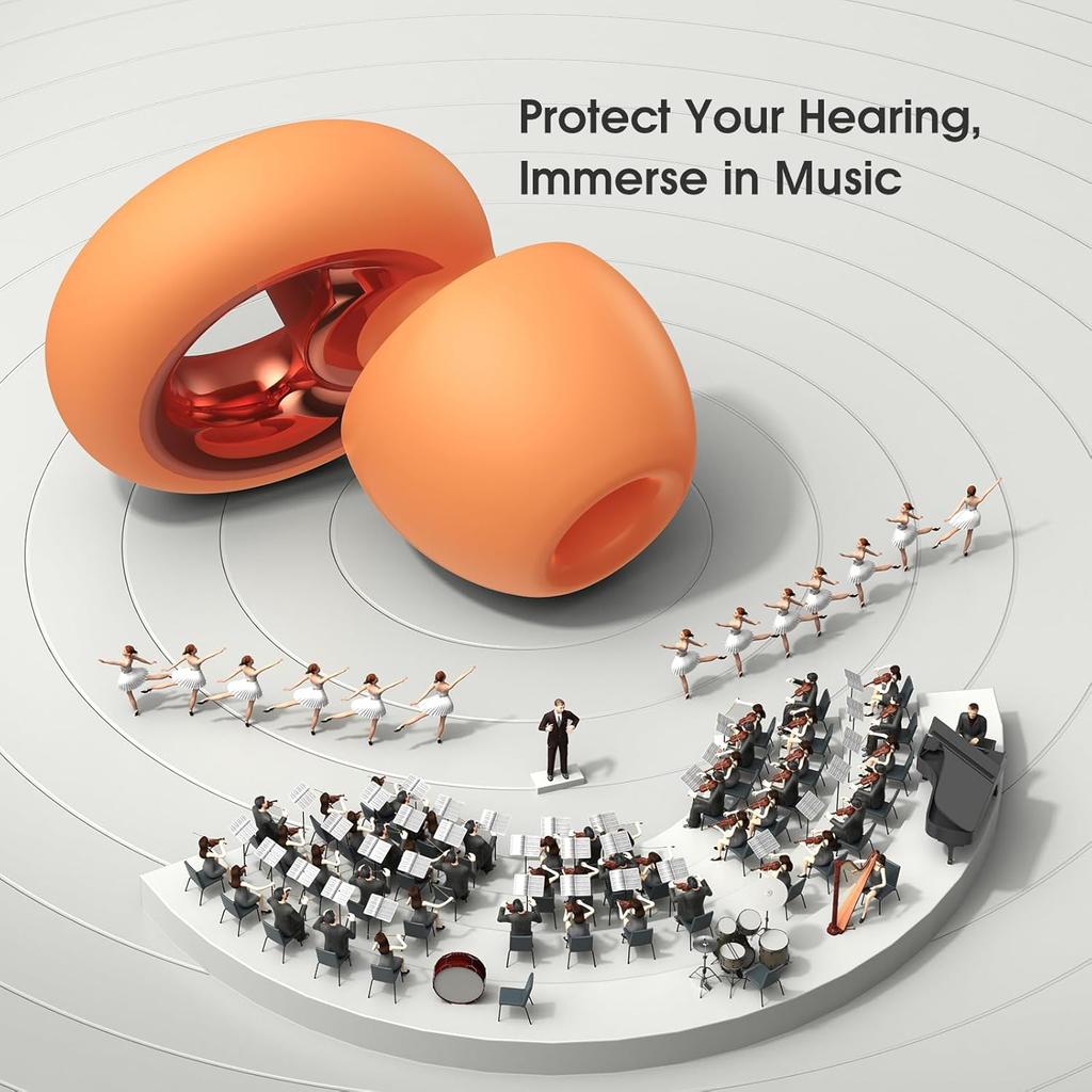 45dB Ear Plugs for Sleeping Noise Cancelling, Soft Ear Plugs for Concert, Reusable Ear Plugs for Noise Reduction with 8 Ear Tips, Silicone Hearing