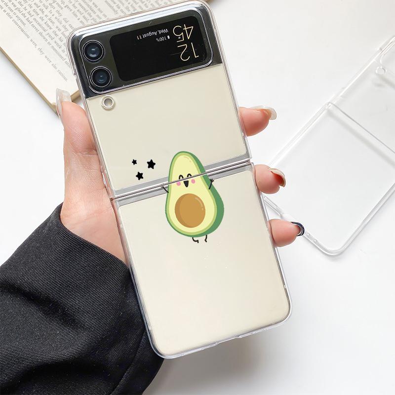 Милый Авокадо Детский Йога Модный Чехол для Телефона для Samsung Galaxy Z Flip 3 4 5 6 7 Жесткий Складной Z Flip4 ПК Чехол Защита Подарок