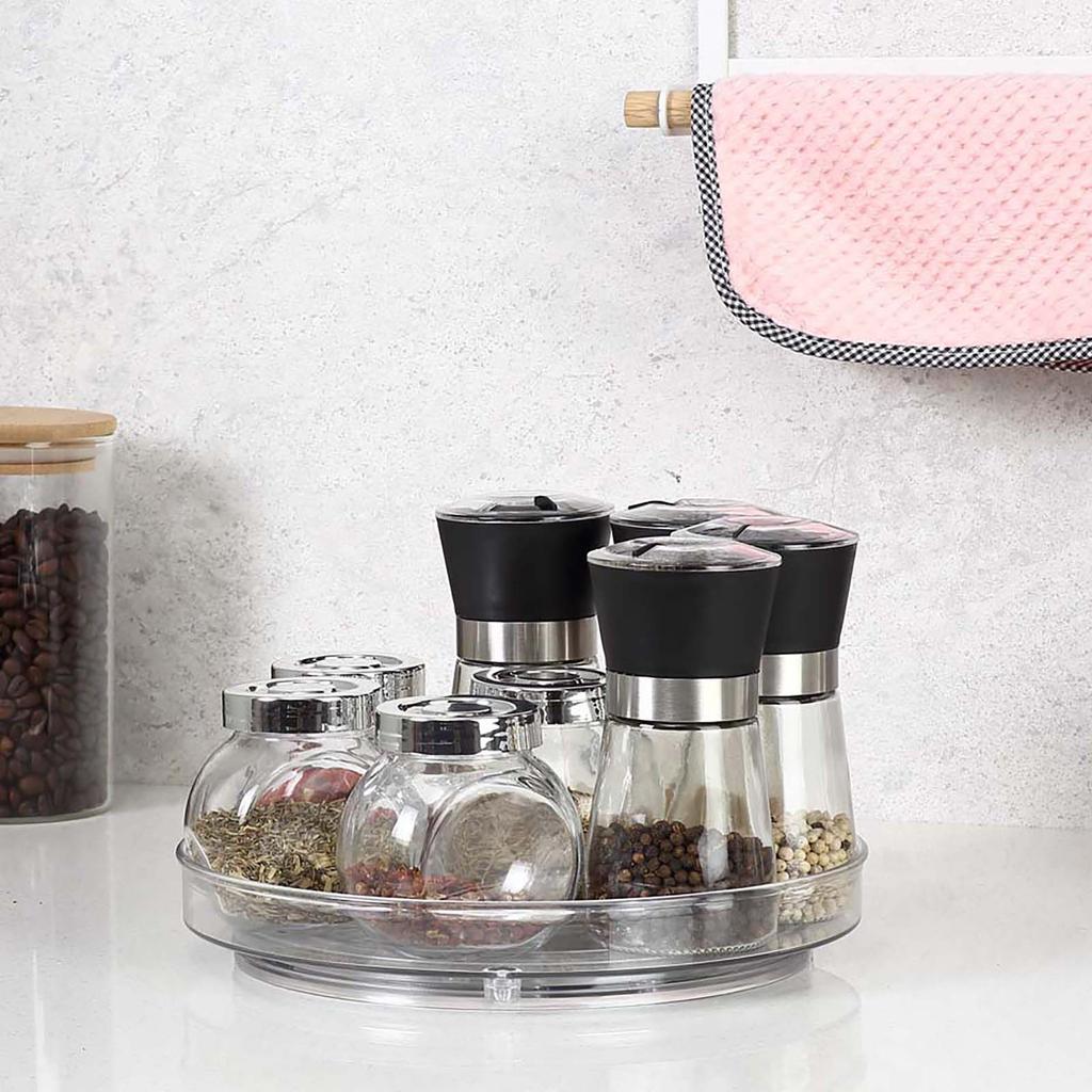 Clear NonSkid Organizers  Turntable Rack For Kitchen Cabinet, Pantry Organization And Storage, Fridge, Bathroom Vanity Countertop Makeup Organizing