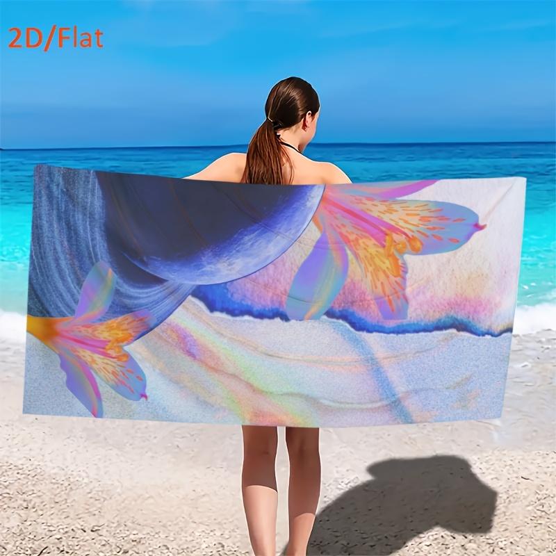 Aesthetic Floral Planet Beach Towel, Soft Microfiber Quick Dry Oversized Bath Towel, Boho Summer Pool Blanket 1pcs