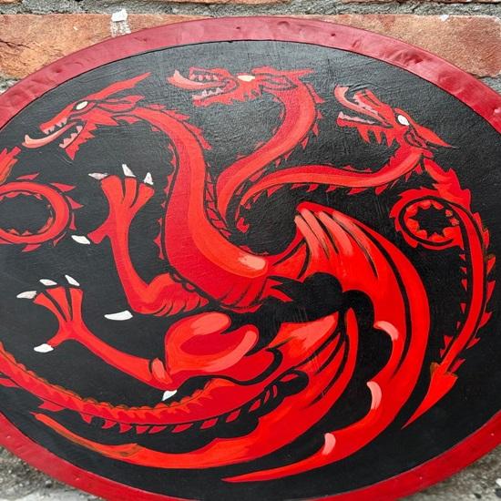 45.72 Cm Medieval Dragon Battle Worn Viking Shield, Wooden Viking Shield, Warrior Shield, Valhalla Round Shield, Ideal for LARP, Halloween Cosplay