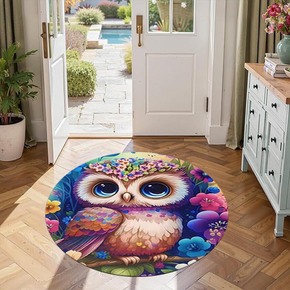Bird Round Carpet Suitable for Entryway Foyer Game Room Bedrooms Anti-slip Round Rug Anime Office Decor Perfect Gift for Women Men