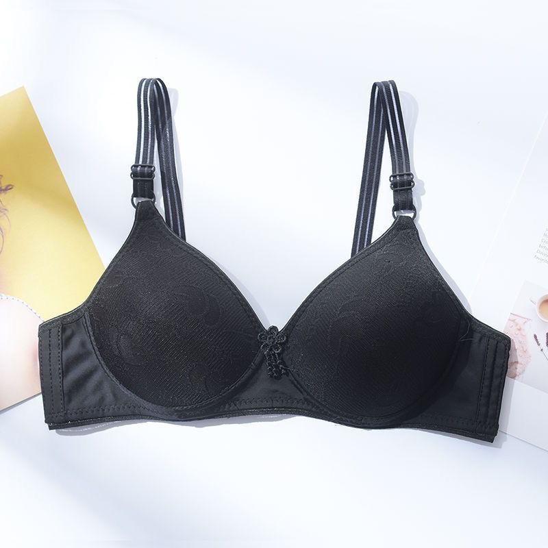 Нижнее белье с вышитым узором «Любовь», розовый сладкий женский бюстгальтер, тонкий вентиляционный беспроводной, маленькая грудь, простой повседневный стиль