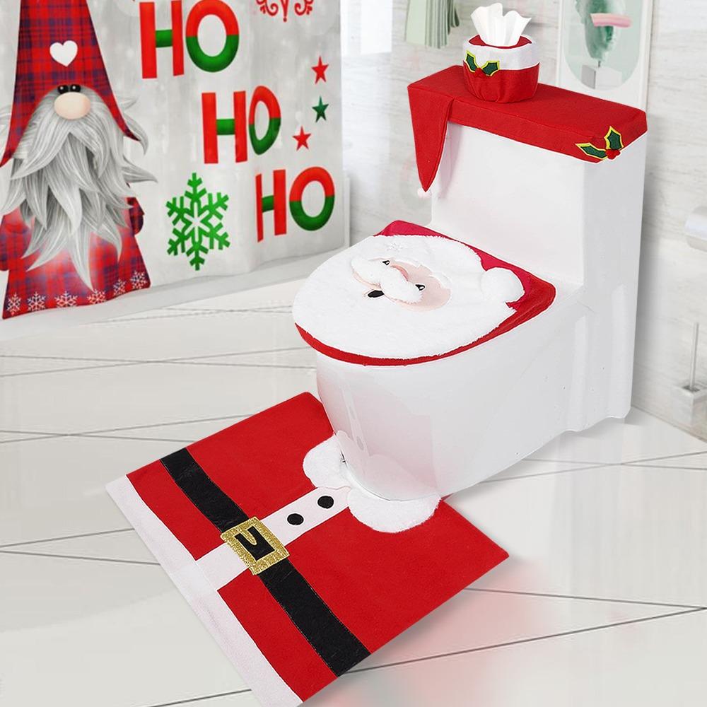Полиэстеровый чехол для унитаза DIY набор чехлов для унитаза новый коврик для ванной комнаты Рождество