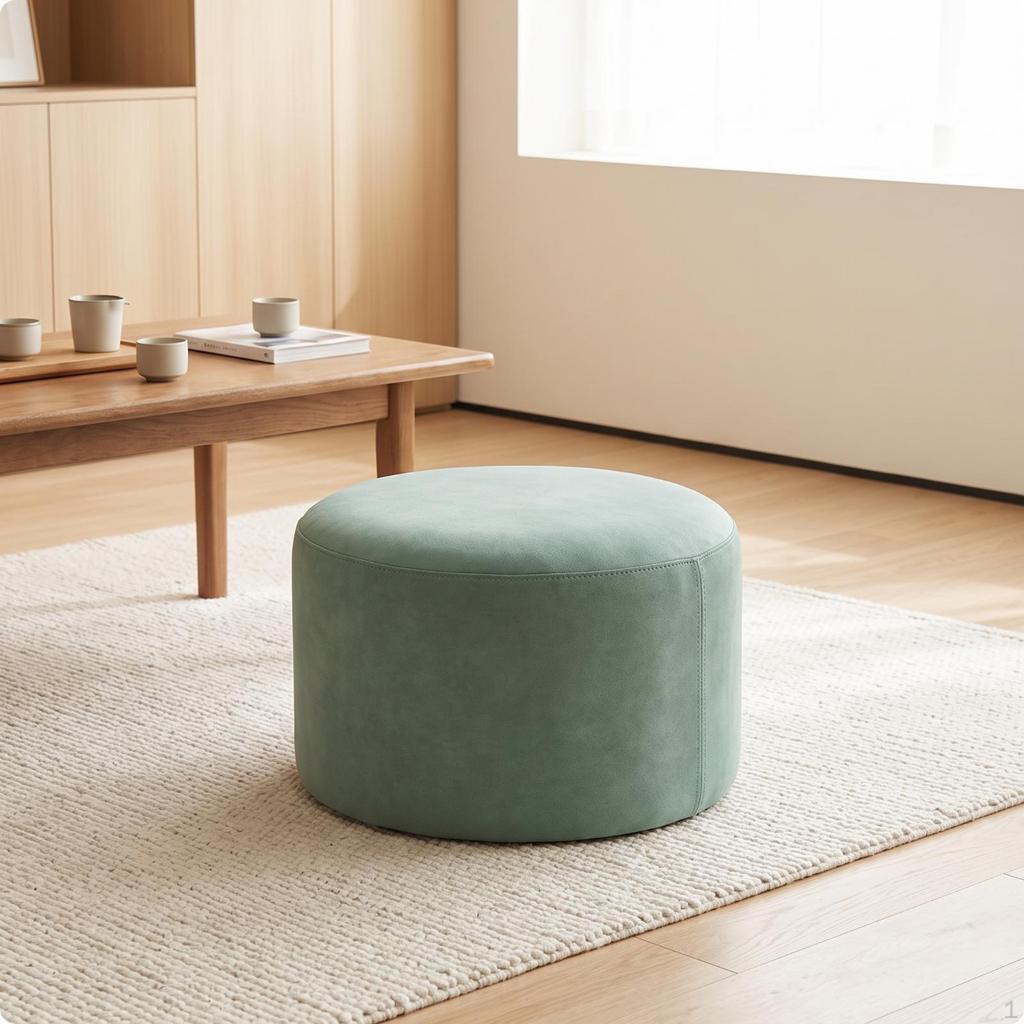 Compact Low Stool | HighResilience Sponge Filling, preventive AntiSlip Foot Pads, Round Stool, for