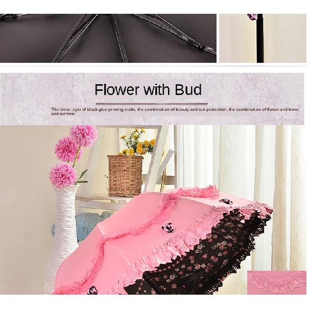 Солнцезащитный кружевной зонтик от дождя, женский солнцезащитный крем, корейский тройной складной зонт, УФ-прозрачный ветрозащитный зонт принцессы, украшение, омбрелло, подарок