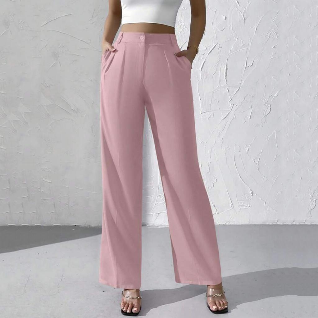 Women's Solid Color Casual Elegant Solid Color High Sag Wide-leg Formal Suit Pants Long Pants