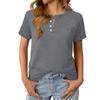 Women's Fashionable Casual Summer V-neck Button Short-sleeved Top