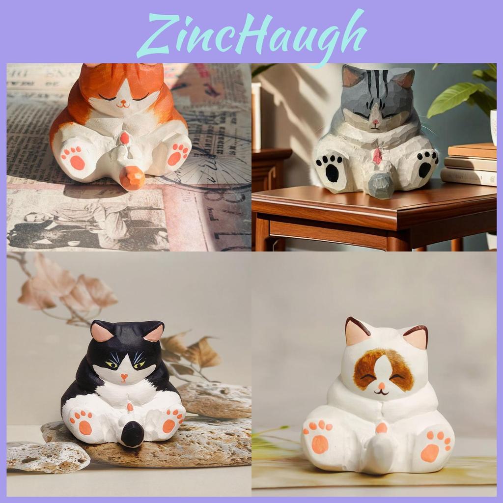 Wooden Craft Cat Figurine Handcrafted Art Gift For Graduation And Party Events