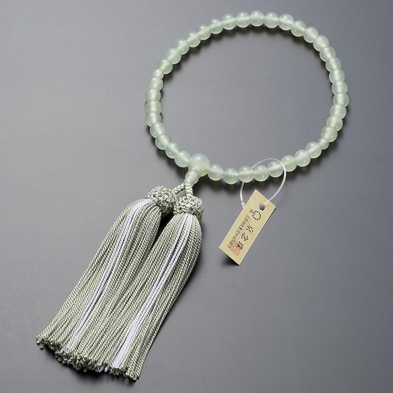 Магазин буддийских алтарей Магазин Takita Киотские четки Четки для молитв для женщин Зеленый оникс 7 мм шарик Чистый шелк Кисточка с головкой В комплекте с мешочком для бусин Молитва