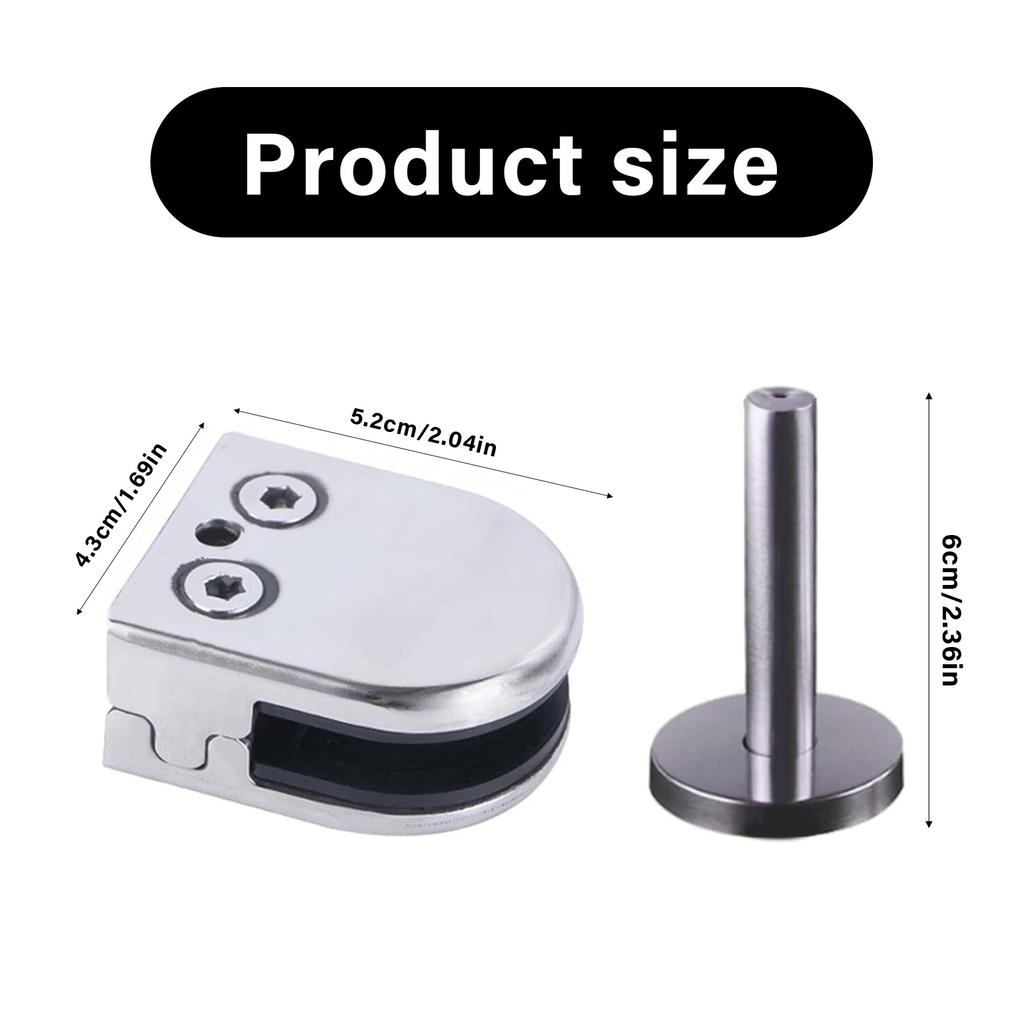 Stainless Steel Glass Clamping Brackets Set of 2 for Frameless Balustrades Pool Fence Installation Tempers Panel Support