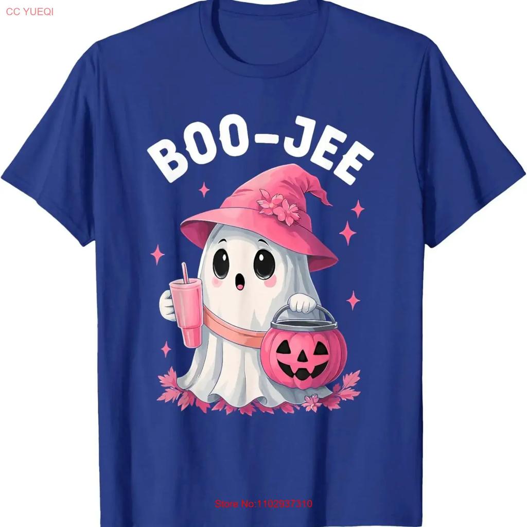 Boo Jee Boujee Pink Ghost Halloween October Vibes T Shirt Vintage Streetwear Comfortable Stretched Soft Slightly