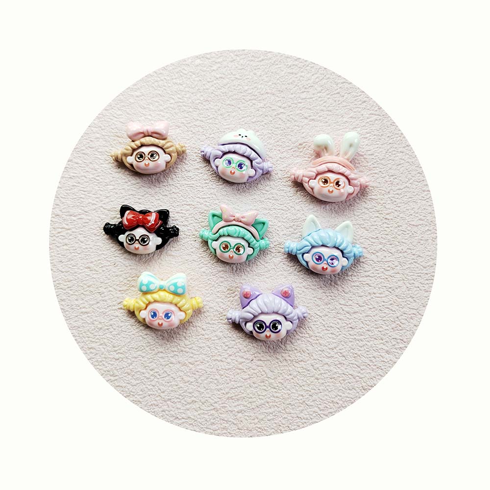 100 шт. Смоляные кабошоны-украшения Kawaii с плоской задней стороной, головки мультяшных девочек для скрапбукинга, аксессуаров для волос и поделок