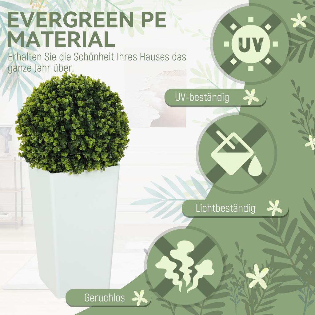 Set of 2 Artificial Eucalyptus Balls 65 cm Artificial Plant with UV Protection, 330 Leaves, Potted, Green