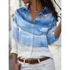 2024 new women's fashion lapel long-sleeved shirt 3d printed floral print casual shirt female versatile fashion