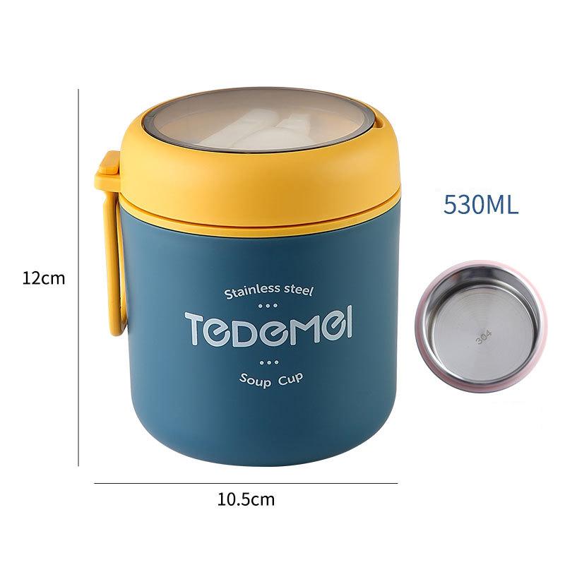 Insulated Stainless Steel Food Thermal Jar 530ml/710ml Soup Thermos Container Lunch Box for School Children Keeps Hot