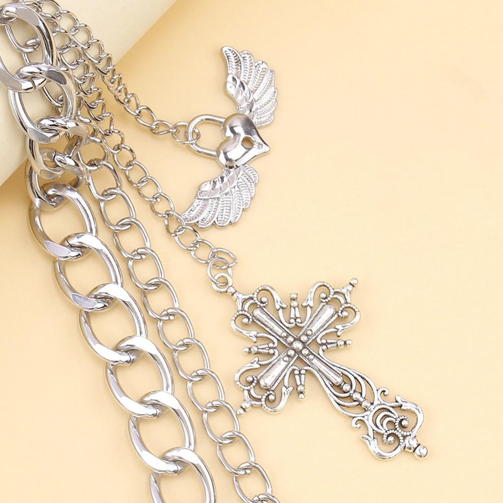 Popular Hiphop Waist Chain with Crossed Pendant Waist Charm Street Pants Chain Body Chain Trousers Chain Cool Accessory