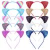Glitter Cute Cat Ears Headband Kitty Headband Women Girls Kids Sparkly Hair Metal Hoop Shiny Hair Bands Hair Accessories