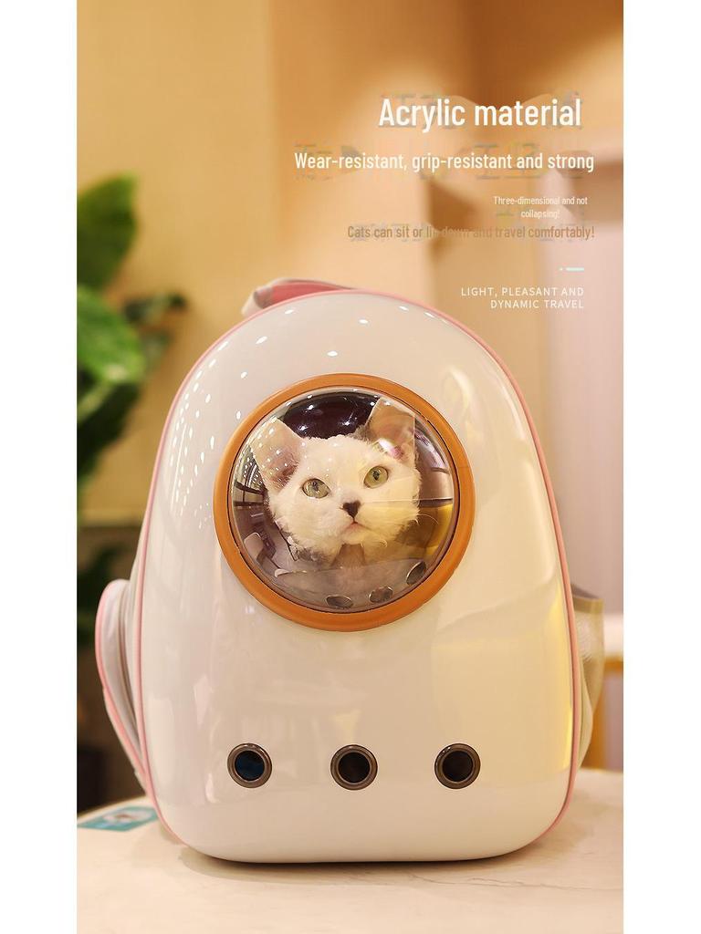 "Pet Portable Transparent Cat Backpack with Side Opening, Large Capacity, Breathable Design"