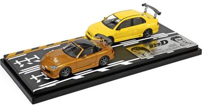 INTERALLIED Initial D Set Satoshi Omiya Roadster Kobayakawa Lancer Evolution VII Готовый продукт MD64206 MODELER'S 1/64 Vol.6 (НБ8С) &