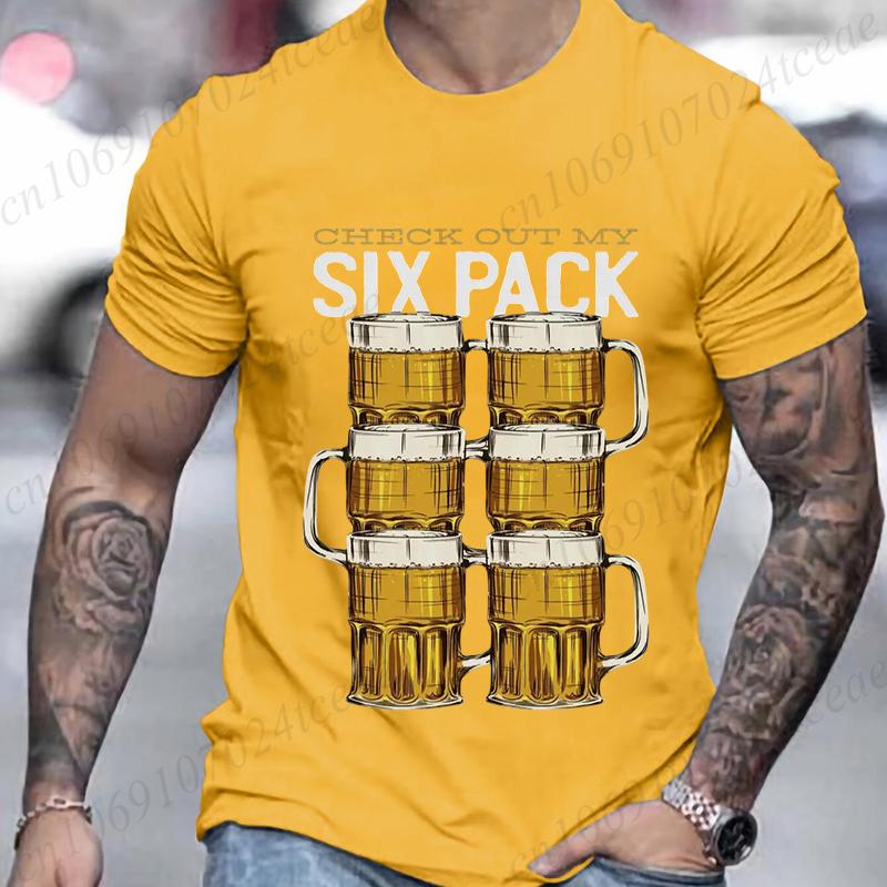 Fashion Men's T-Shirt Funny Beer Letter Print Men's and Women's Tees Top Summer Streetwear Short Sleeve Casual Outdoor Men's Clothing