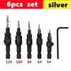 5/6pcs Countersink Drill Woodworking Drill Bit Set Drilling Pilot Holes For Screw Sizes #5 #6 #8 #10 #12 With a Wrench Tools