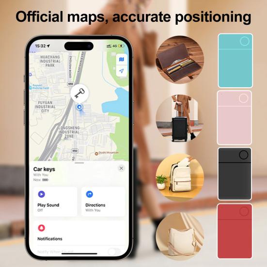 GPS трекер Картхолдер Поиск кошелька Беспроводная зарядка IP67 Водонепроницаемое устройство против потери для багажа, паспортов, кошелька