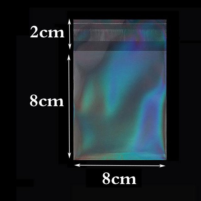 50pcs Transparent Holographic Laser Self Adhesive Bag Aurora Color Pouches for DIY Jewelry Badge Gift Package Storage Bags