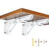 BESTU Folding Shelf Brackets, L-Shaped, 80kg Load Capacity, DIY, Architectural Hardware, 25cm X 10cm, White, Set of 2