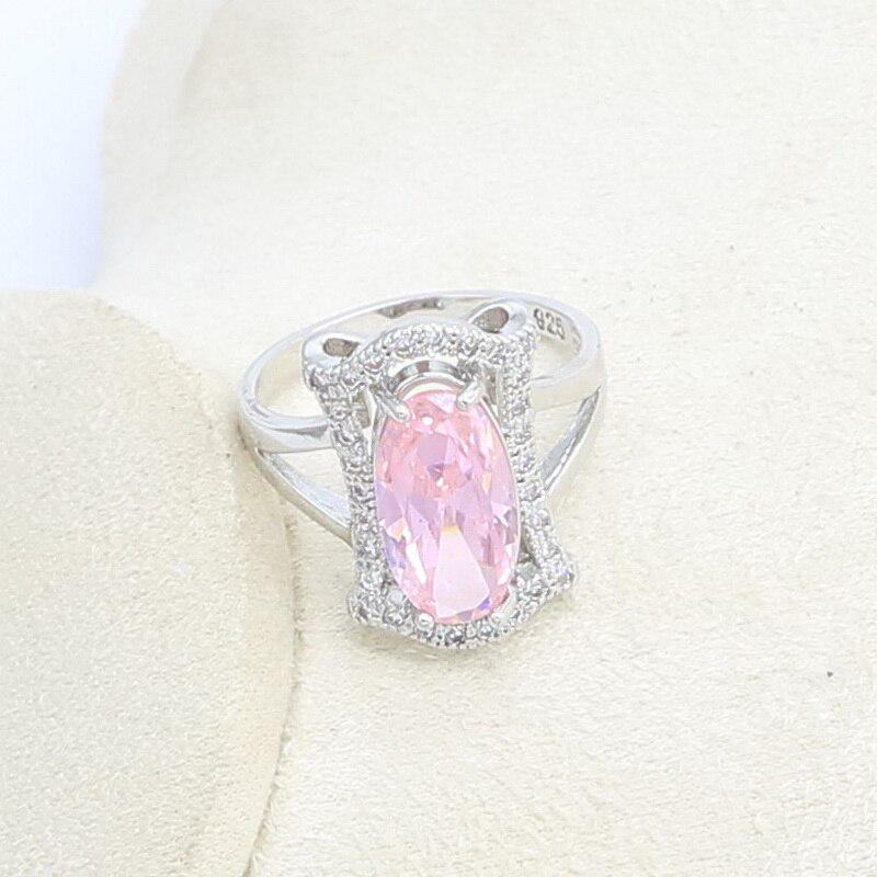 WPAITKYS Свадебные комплекты украшений для женщин, серьги розового и серебряного цвета с цирконием, кольцо, ожерелье, браслет