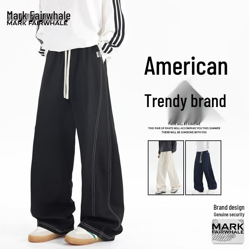 MARK FAIRWHALE Men's Curved Wide-Leg Casual Trousers