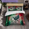 Mexico footbal Pattern 3 Pieces Bedding Set Soft Microfiber Duvet Cover with Pillow Cases for Bedroom