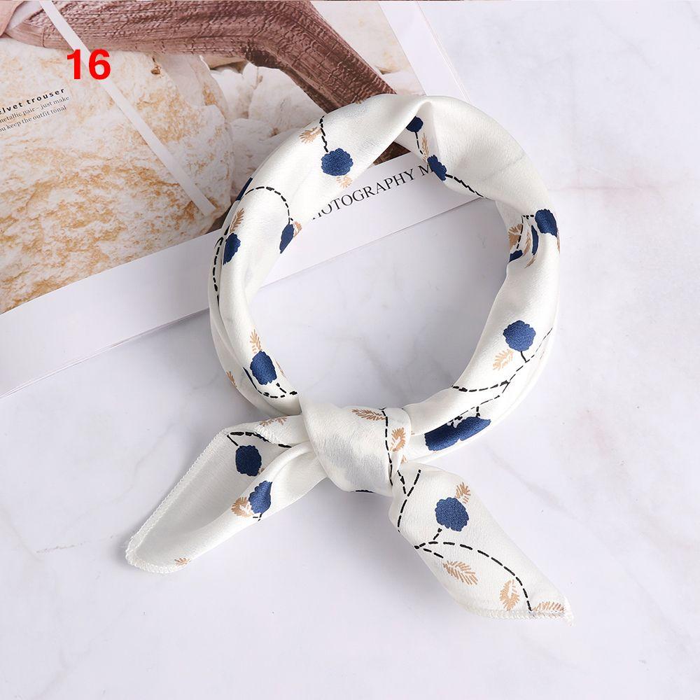 Vintage Wrist Wrap Head-Neck Tie Hair Band Silk Feel Satin Bandana Women Square Scarf Handkerchief