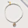 BONBEAU Combi Daisy Charm Mother of Pearl Beads Bracelet Mother of Pearl Beads Gold Silver 925 Charm Daisy Bracelet