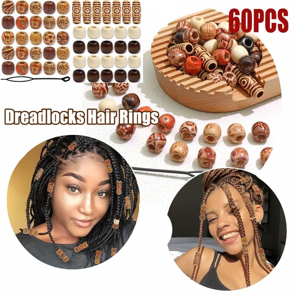 60Pcs Headwear Dreadlocks Hair Buckle Mixed Color Dreadlocks Hair Rings  for Braids
